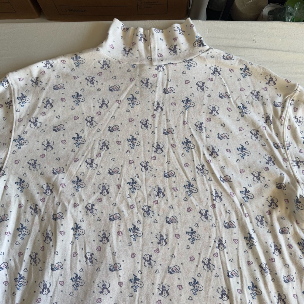 Vtg Fashion Bug Snowman Christmas Holiday Mock Neck Long Sleeve Top Size 18/20 - Picture 9 of 15